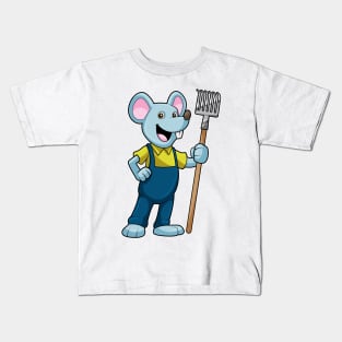 Mouse as Farmer with Rake Kids T-Shirt